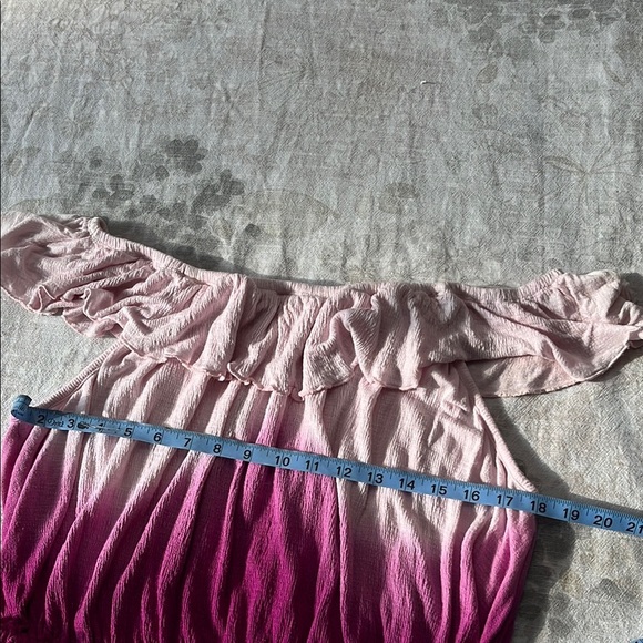 Free People Pink Ombré Ruffled Ruched Blouse Crop Top - Picture 10 of 13